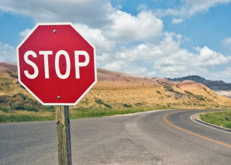 Stop sign on country road