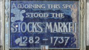 Old-timey stock market sign